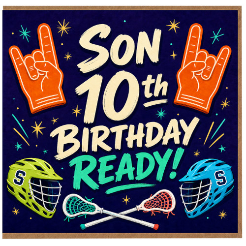 Son 10th Birthday Card, Lacrosse Sports Birthday Card