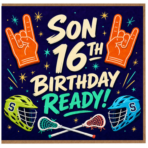 Son 16th Birthday Card, Sports Lacrosse Theme