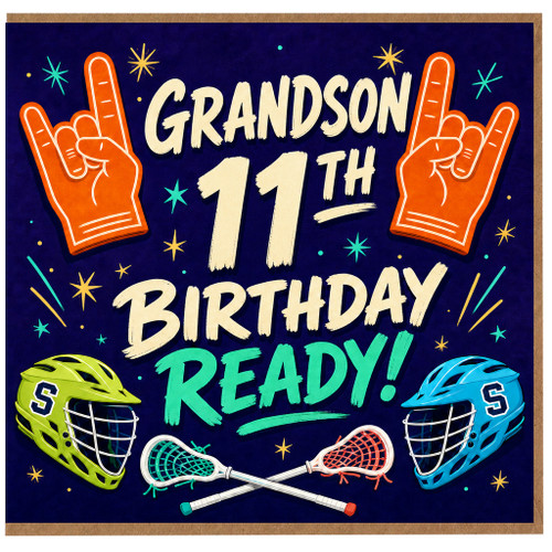 Grandson 11th Birthday Card, Sports Lacrosse Birthday Card
