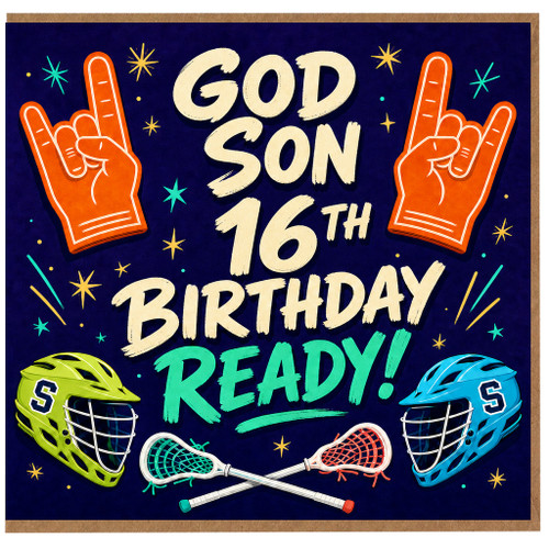 God Son 16th Birthday Card, Birthday Ready Sports Theme Greeting Card
