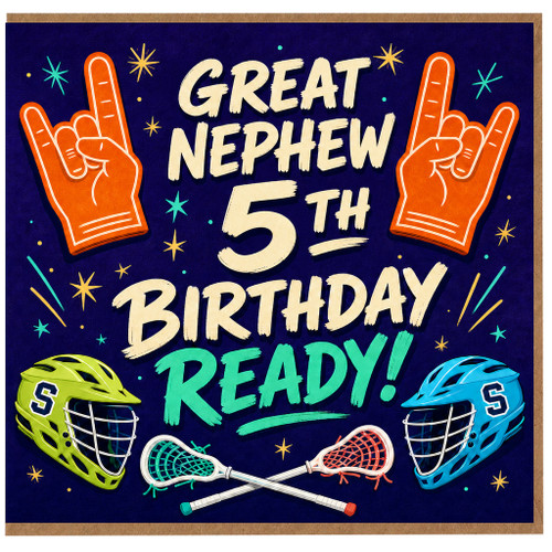 Great Nephew 5th Birthday Card, Lacrosse Sports Birthday Card
