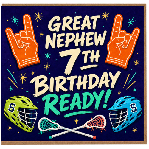 Great Nephew 7th Birthday Card, Sports Lacrosse Birthday Card