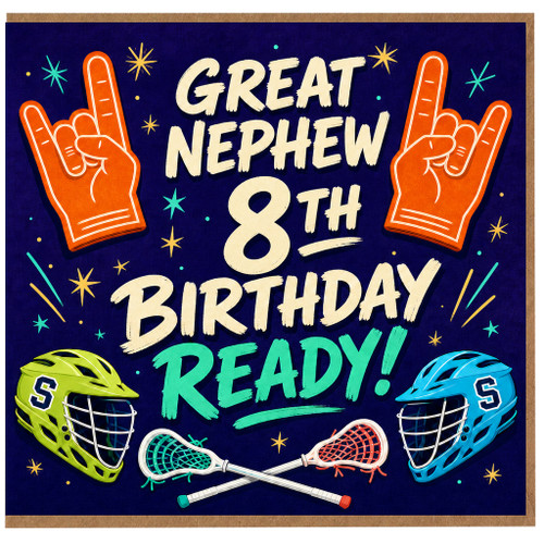 8th Birthday Card for Great Nephew, Sports Lacrosse Birthday Card