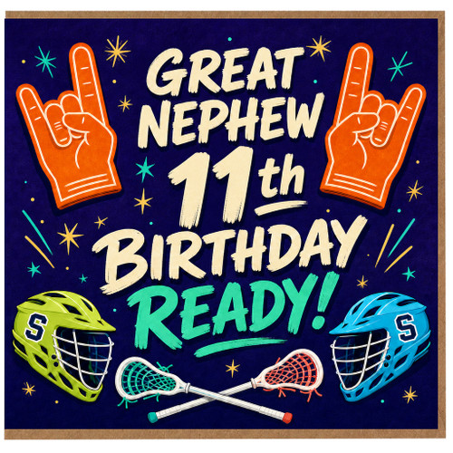 Great Nephew 11th Birthday Card, Sports Lacrosse Birthday Card