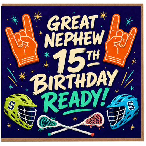Great Nephew 15th Birthday Card, Lacrosse Sports Design