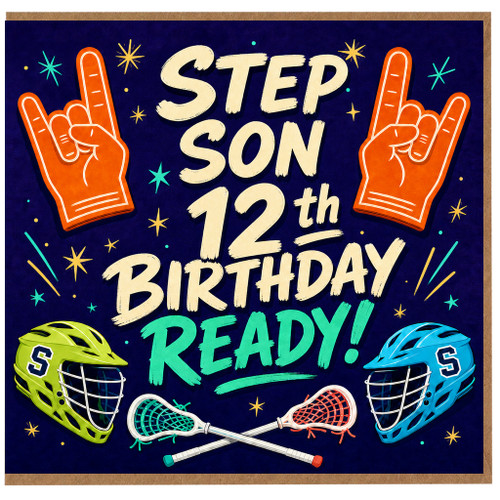 Step Son 12th Birthday Card, Sports Lacrosse Birthday Card