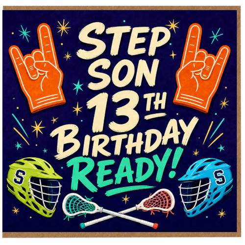 Step Son 13th Birthday Card, Lacrosse Sports Birthday Card