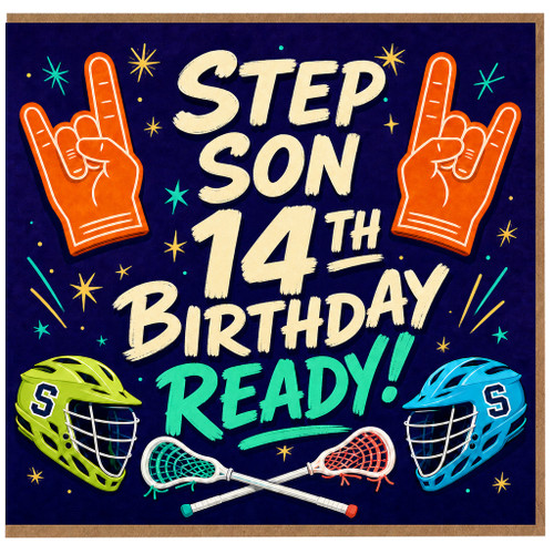 Step Son 14th Birthday Card, Sports Birthday Card for Step Son