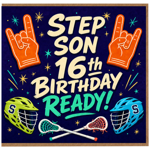 Step Son 16th Birthday Card, Lacrosse Sports Birthday Card