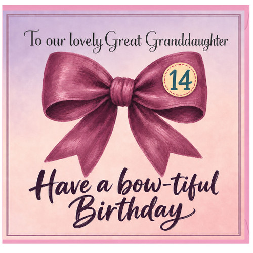 Great Granddaughter 14th Birthday Card, Have a Bow - tiful Birthday Card