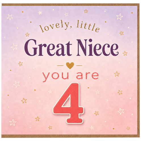 Great Niece 4th Birthday Card