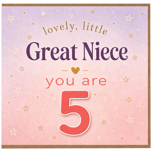 5th Birthday Card for Great Niece, Lovely Little Great Niece You Are 5