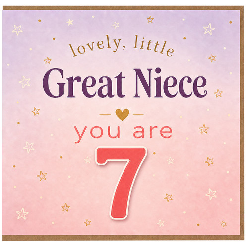 7th Birthday Card for Great Niece, Lovely Little Great Niece You Are 7