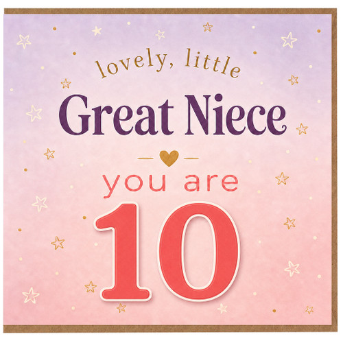 10th Birthday Card for Great Niece, Lovely Little Great Niece You Are 10