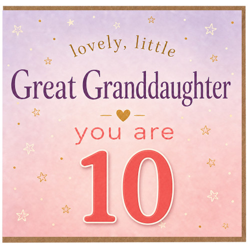 Great Granddaughter 10th Birthday Card, Lovely Little Great Granddaughter Birthday Card