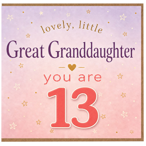 13th Birthday Card for Great Granddaughter, Lovely Little Great Granddaughter You Are 13