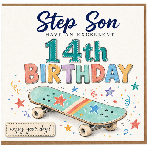 Step Son 14th Birthday Card