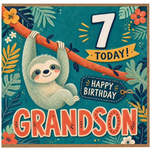 Grandson 7th Birthday Card, 7 Today Happy Birthday Card