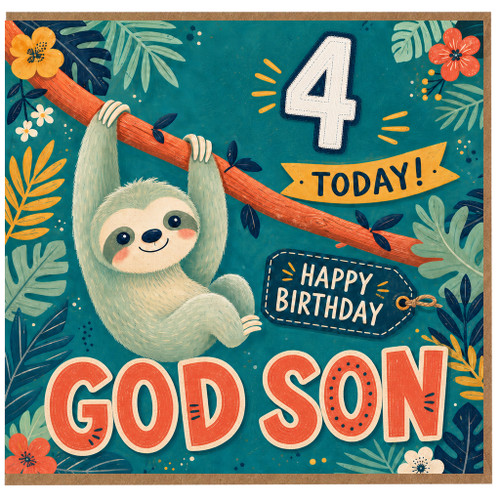 God Son 4th Birthday Card