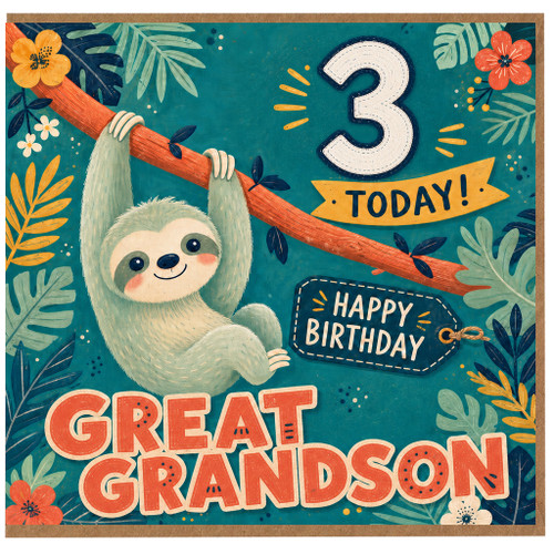 Great Grandson 3rd Birthday Card, Happy Birthday Card for Great Grandson