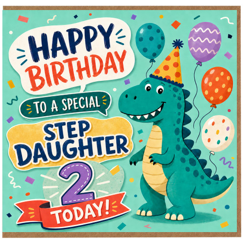 2nd Birthday Card for Step Daughter, Happy Birthday to a Special Step Daughter 2 Today Card