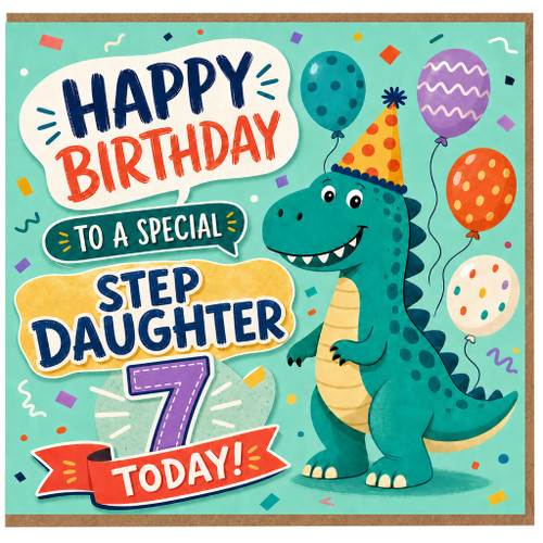 Step Daughter 7th Birthday Card, Happy Birthday to a Special Step Daughter