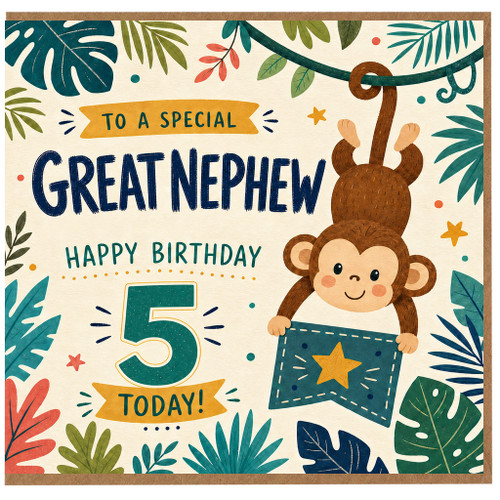 Great Nephew 5th Birthday Card, To a Special Great Nephew Happy Birthday Card