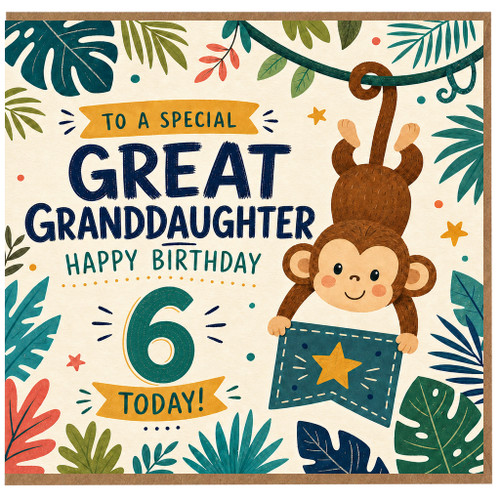 Great Granddaughter 6th Birthday Card, To a Special Great Granddaughter Happy Birthday