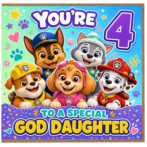 God Daughter 4th Birthday Card