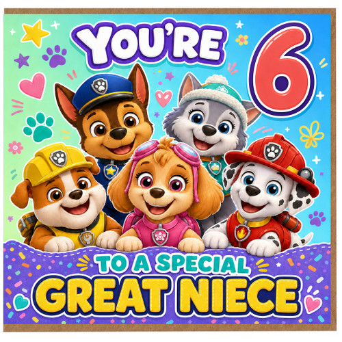 Great Niece 6th Birthday Card
