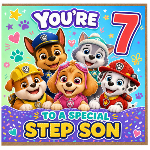 Step Son 7th Birthday Card, You're 7 to a Special Step Son Card