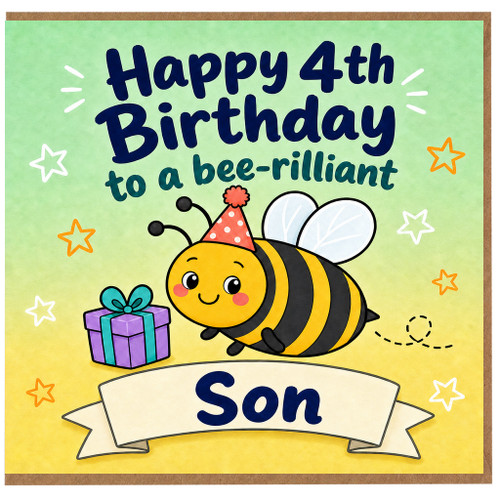 4th Birthday Card for Son, Bee - rilliant Birthday Card