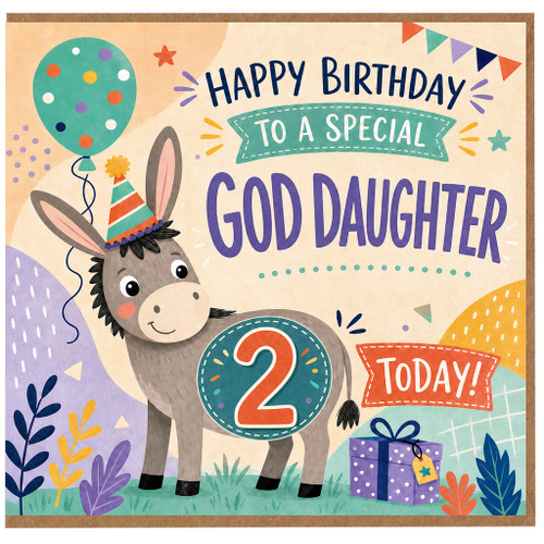 2nd Birthday Card for God Daughter, Happy Birthday to a Special God Daughter Today