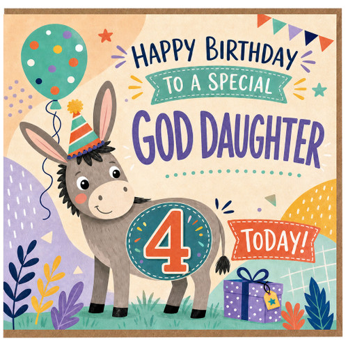 4th Birthday Card for God Daughter, Happy Birthday To A Special God Daughter Today