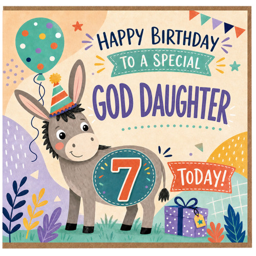 7th Birthday Card for God Daughter, Happy Birthday to a Special God Daughter Today