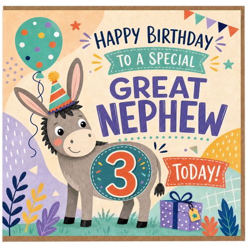 3rd Birthday Card for Great Nephew, Happy Birthday to a Special Great Nephew 3 Today Card