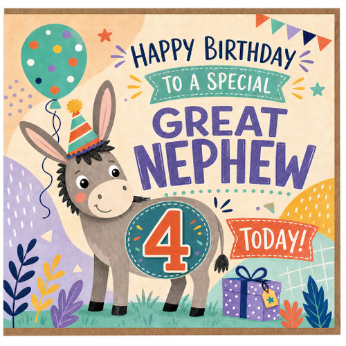 Great Nephew 4th Birthday Card