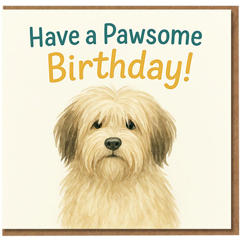 Have a Pawsome Birthday Dog Card - Cute Fluffy Pup Illustration, Punny Birthday Greeting for Dog Lovers, Friends, Family, Children, Him or Her