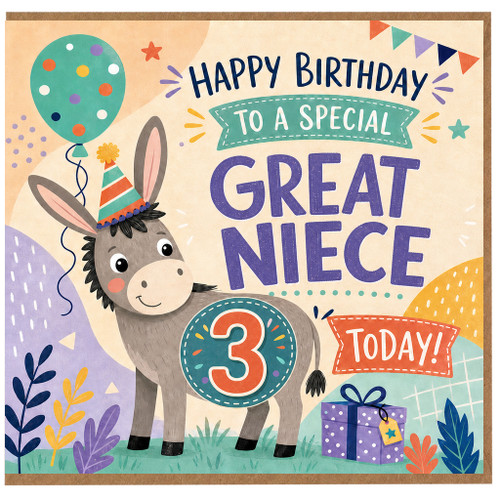 3rd Birthday Card for Great Niece, Happy Birthday to a Special Great Niece Today