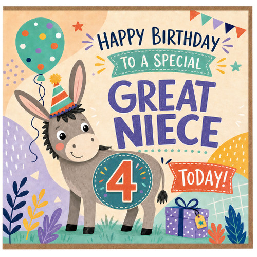 4th Birthday Card for Great Niece, Happy Birthday to a Special Great Niece Today!