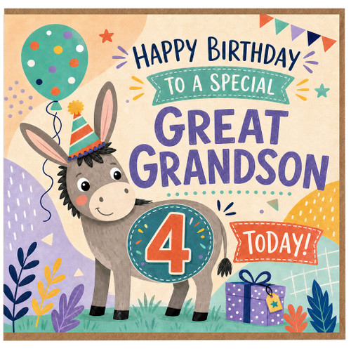 Great Grandson 4th Birthday Card, Happy Birthday to a Special Great Grandson 4 Today