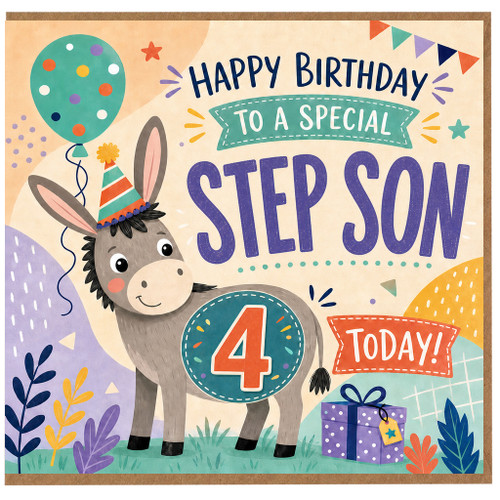 4th Birthday Card for Step Son, Happy Birthday to a Special Step Son Today