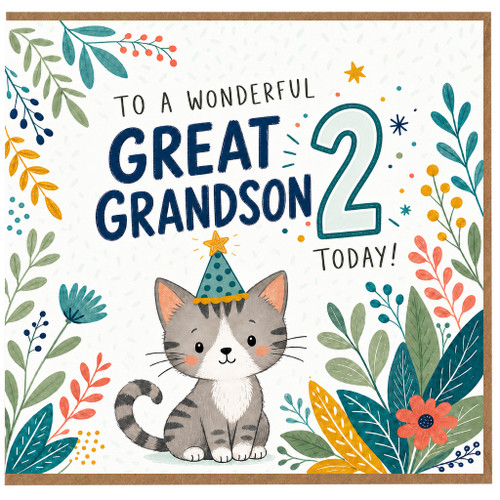Great Grandson 2nd Birthday Card, To a Wonderful Great Grandson 2 Today