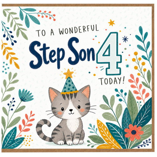 Step Son 4th Birthday Card