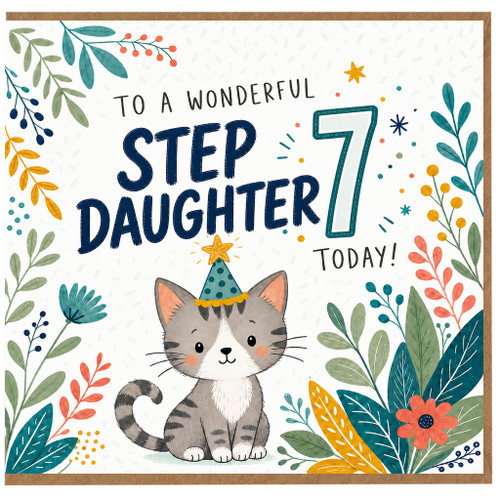Step Daughter 7th Birthday Card, To a Wonderful Step Daughter Birthday Card
