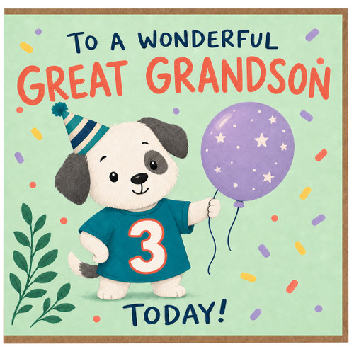 Great Grandson 3rd Birthday Card, To a Wonderful Great Grandson Today