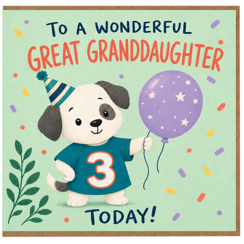 3rd Birthday Card for Great Granddaughter