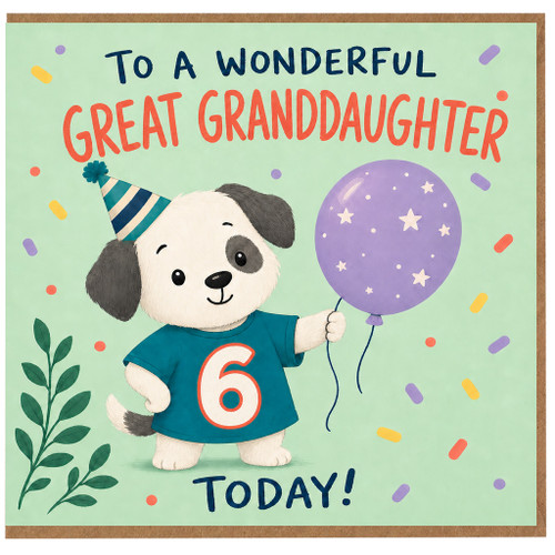 6th Birthday Card for Great Granddaughter