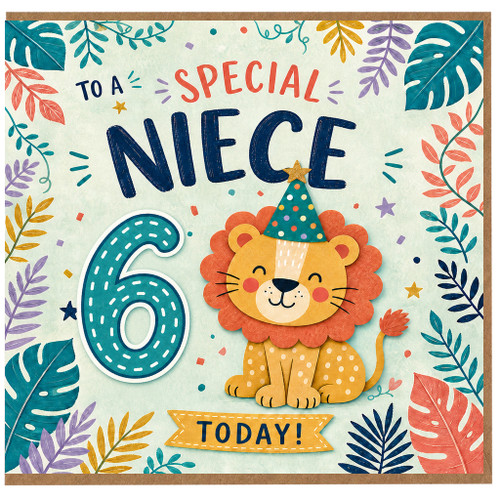 6th Birthday Card for Niece, Special Niece 6 Today Birthday Card