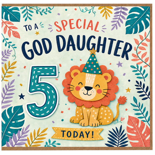 God Daughter 5th Birthday Card, for Special Goddaughter